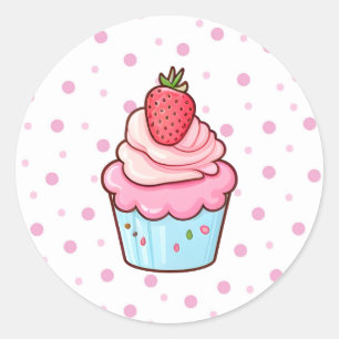 Adesivo Comida de cupcake de desenho rosa japonês, bonito 