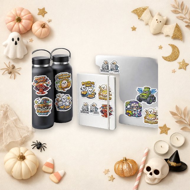 Adesivo Comida de Halloween Colorida e Fofa Chibi (Criador carregado)