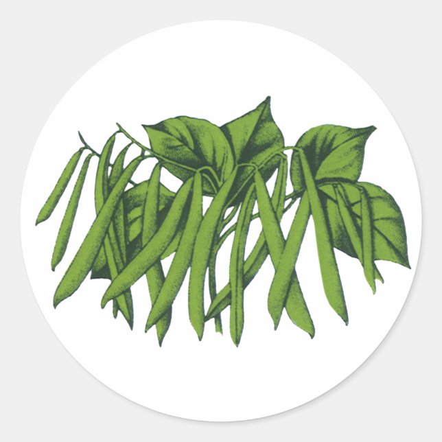 Adesivo Comida de vindima, feijões verdes orgânicos (Frente)