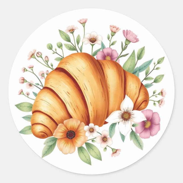 Adesivo Comida e Nature Art Croissant com Floral (Frente)