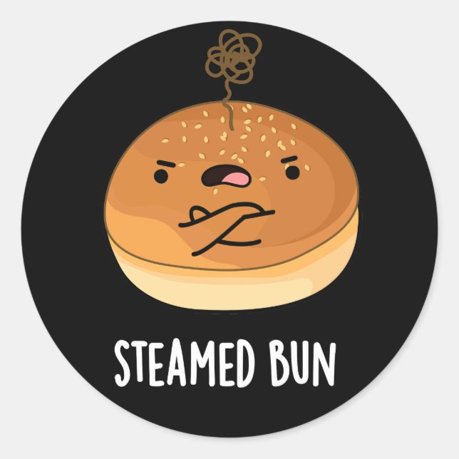 Adesivo Comida Engraçado Steamed Bun Escuro BG (Frente)