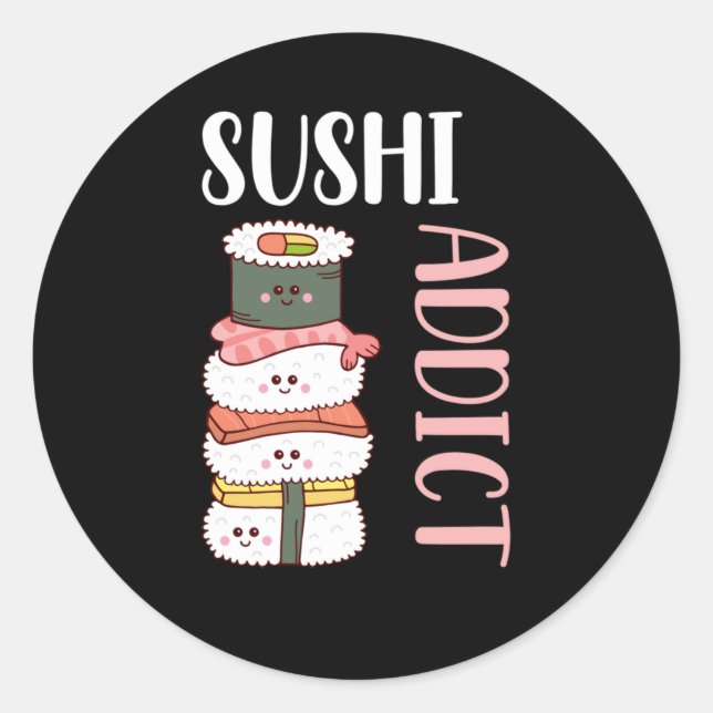 Adesivo Comida Japonesa Bonita com Anime de Sushi (Frente)