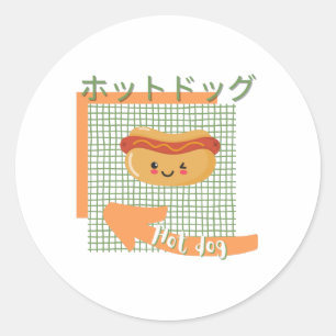 Adesivo comida kawaii - cachorro quente, laranja, verde