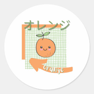 Adesivo comida kawaii- laranja, laranja, verde