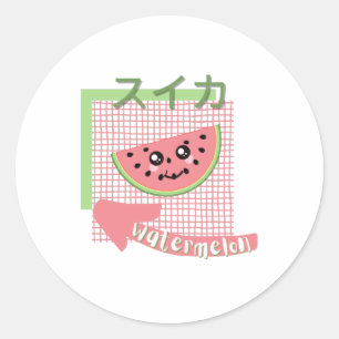 Adesivo comida kawaii- melancia fofa, rosa, verde