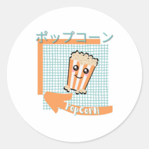 Adesivo comida kawaii- pipoca, laranja, turquesa