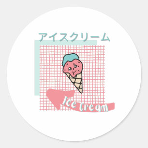 Adesivo comida kawaii- Sorvete giro, rosa, turquesa