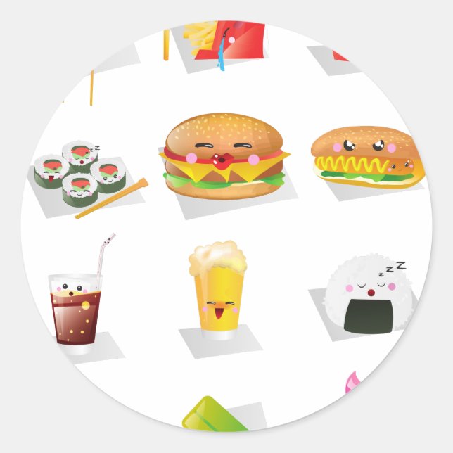 Adesivo comida rápida kawaii (Frente)