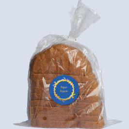 Adesivo Comida Vegana Azul e Dourada Bilíngue (Vegano)