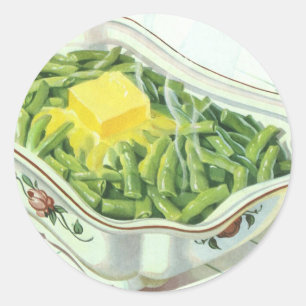 Adesivo Comida Vintage, Casserol Verde Bean com Manteiga