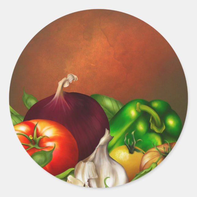 Adesivo Comidas de vegetais e plantas aromáticas naturais  (Frente)