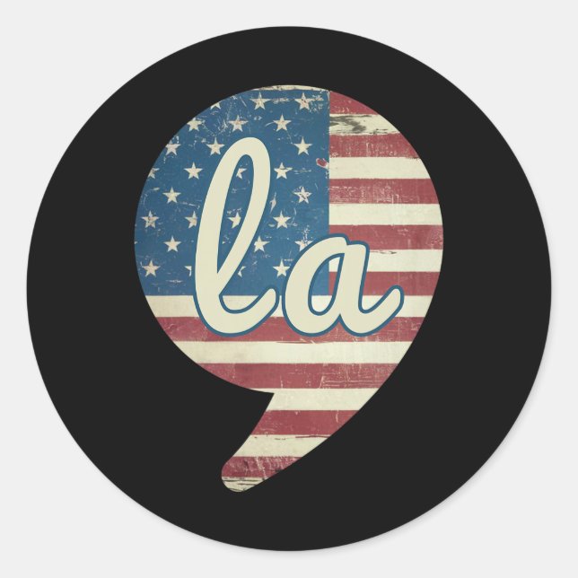 Adesivo Comma La Kamala Harris American Flag Comma + La (Frente)