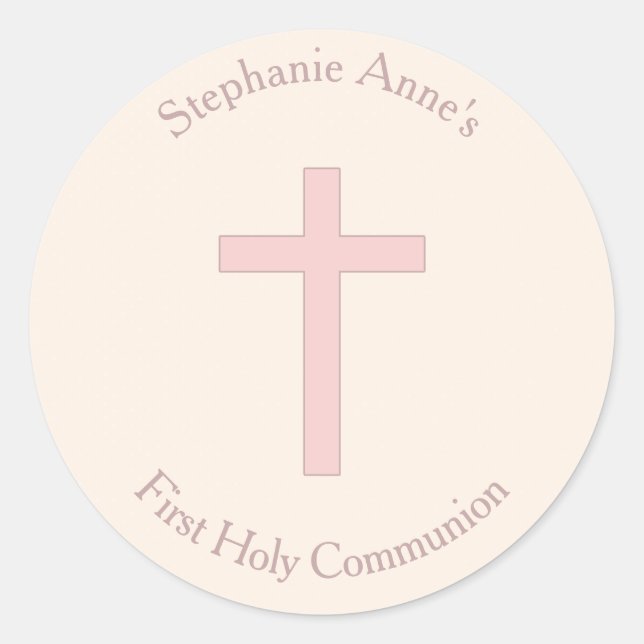 Adesivo Communion Pastel Pink Cross (Frente)