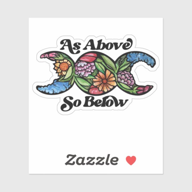 Adesivo Como Acima, Abaixo do Símbolo da Lua Tripla (Folha)