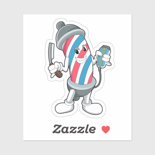 Adesivo Como Hairdresser com Razor (Folha)