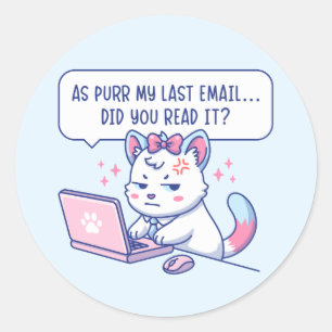 Adesivo Como Mia Meu Último E-mail - Humor Felino no Escri