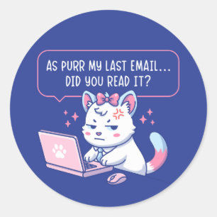 Adesivo Como Mia Meu Último E-mail - Humor Felino no Escri