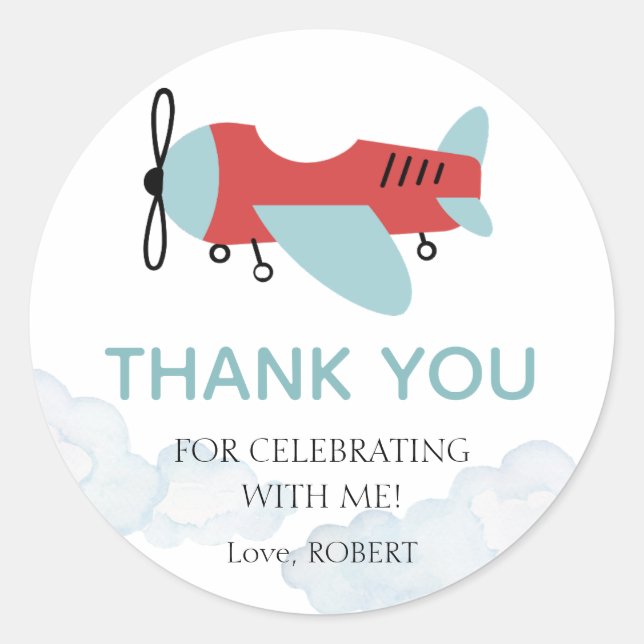 Adesivo Como o Tempo Voa Aniversário do Avião, Avião Moder (Frente)