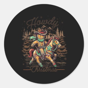 Adesivo Como vai o Natal Gingerbird Man Cowboy Ride Horse