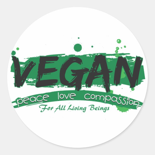 Adesivo Compaixão pelo Amor pela Paz de Vegan (Frente)