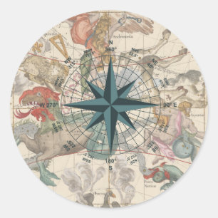 Adesivo Compass em um Mapa Antigo