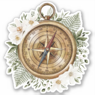 Adesivo Compass Floral de Aquarela