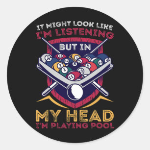 Adesivo Competição Desportiva Jogadora de Piscina Billiard