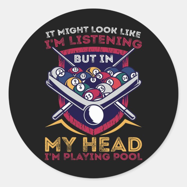 Adesivo Competição Desportiva Jogadora de Piscina Billiard (Frente)