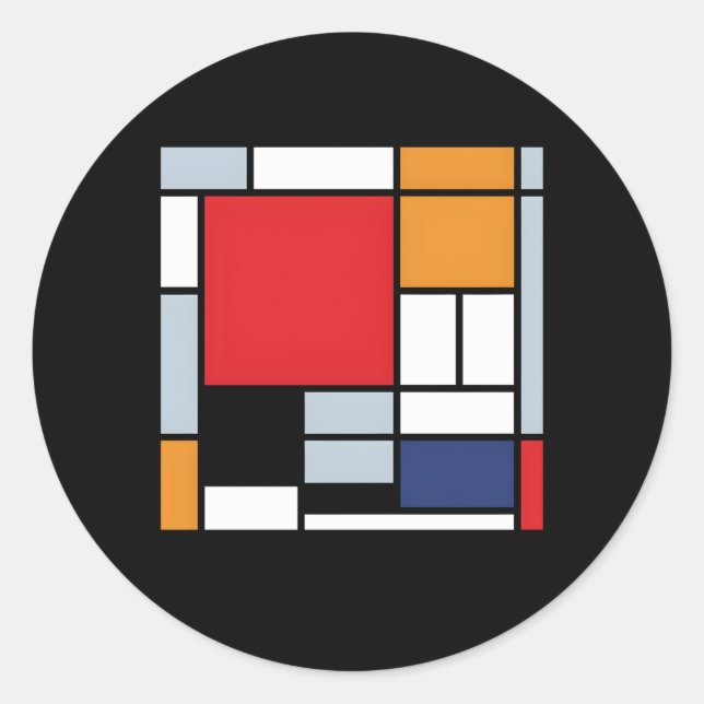 Adesivo Composição Piet Mondrian Com Grande Mod De Plano V (Frente)