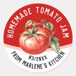 Adesivo Compota de tomate caseira editável com tomate verm