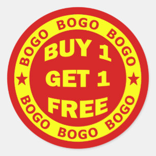 Adesivo Comprar BOGO UM PEGUE UM GRATUITO