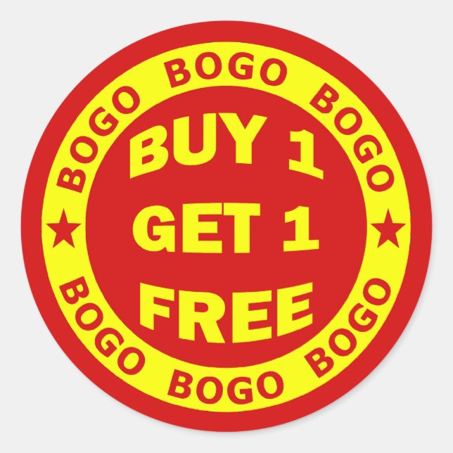 Adesivo Comprar BOGO UM PEGUE UM GRATUITO (Frente)