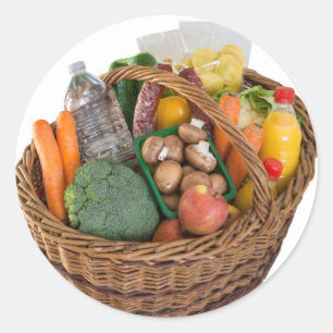 Adesivo Comprar cesto com frutas e produtos hortícolas co