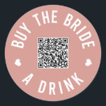 Adesivo Comprar de solteiro Código QR de Venmo de Bebida<br><div class="desc">Peça a todos na festa de solteira que vistam esses adesivos e deixem a noiva beber de graça a noite toda!</div>