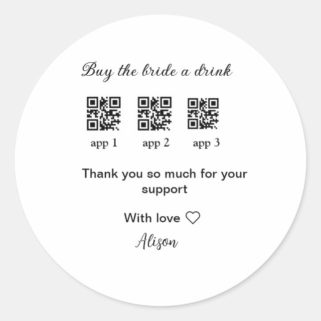 Adesivo comprar uma bebida para a noiva ler código QR obri (Frente)