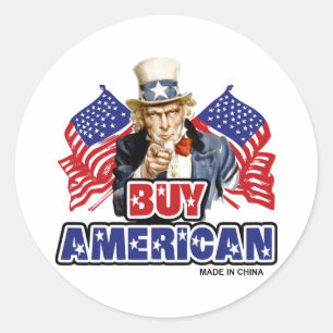 Adesivo Compre Americano ( Feito na China ) - Piada Engraç