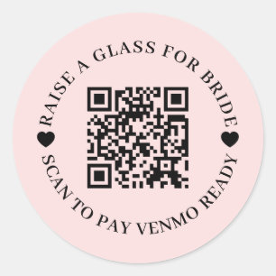 Adesivo Compre um Drink para a Noiva Código QR Design Rosa