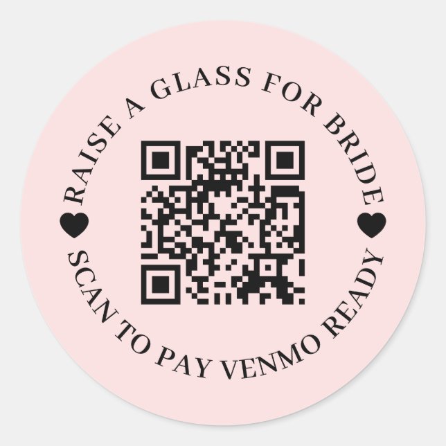Adesivo Compre um Drink para a Noiva Código QR Design Rosa (Frente)
