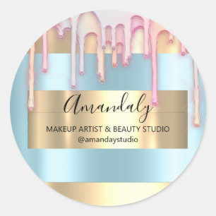 Adesivo Compro Artista de Makeup Framed Rosa Dourada Blue