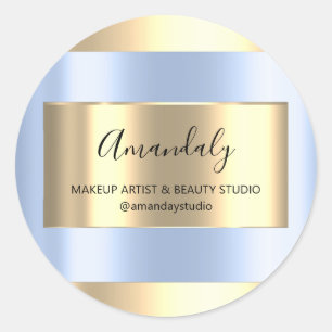 Adesivo Compro Artista Makeup Frame Dourado Pastel Azul