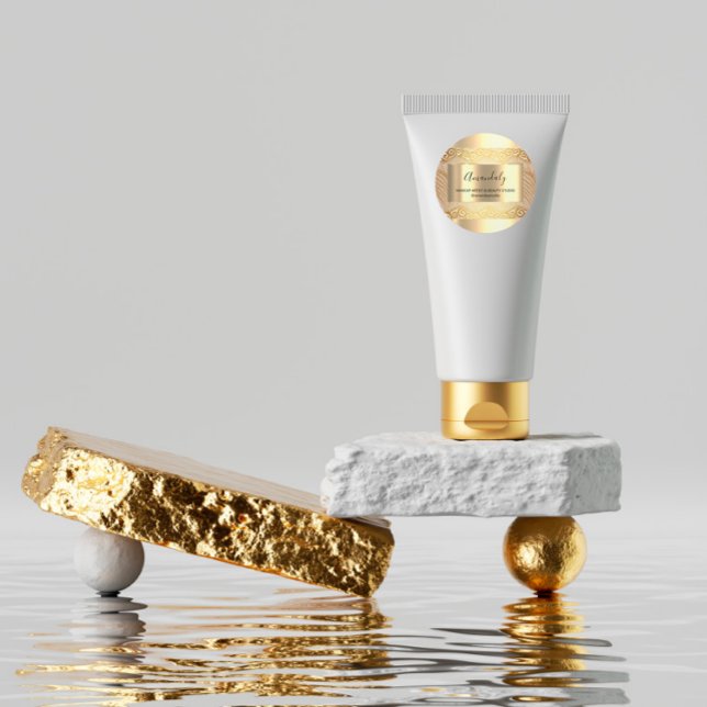 Adesivo Compro Beleza Makeup Frame Dourado Favor Lace (Makeup Beauty Shop Frame Gold Favor Lace Classic Round Sticker)