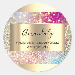 Adesivo Compro Beleza Makeup Quadro Dourado Favor Holograp