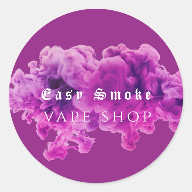 Adesivo Compro Comercial de Vape de Fumaça Roxa (Frente)