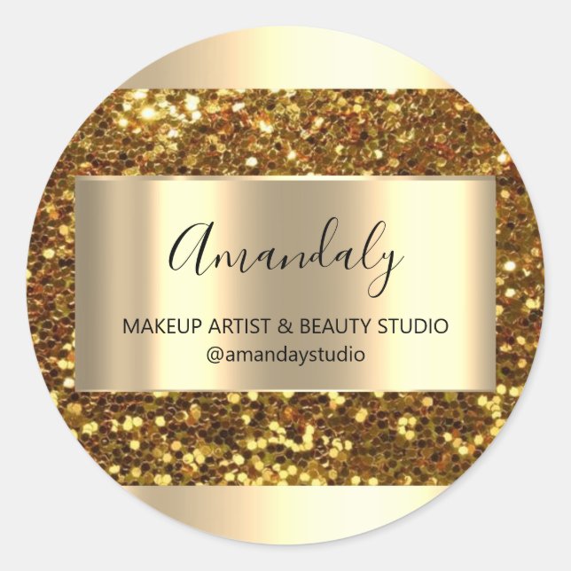 Adesivo Compro de Beleza Makeup Intitulado Dourado Favor O (Frente)