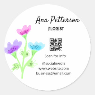Adesivo Compro de flores de aquarelas nome florista q