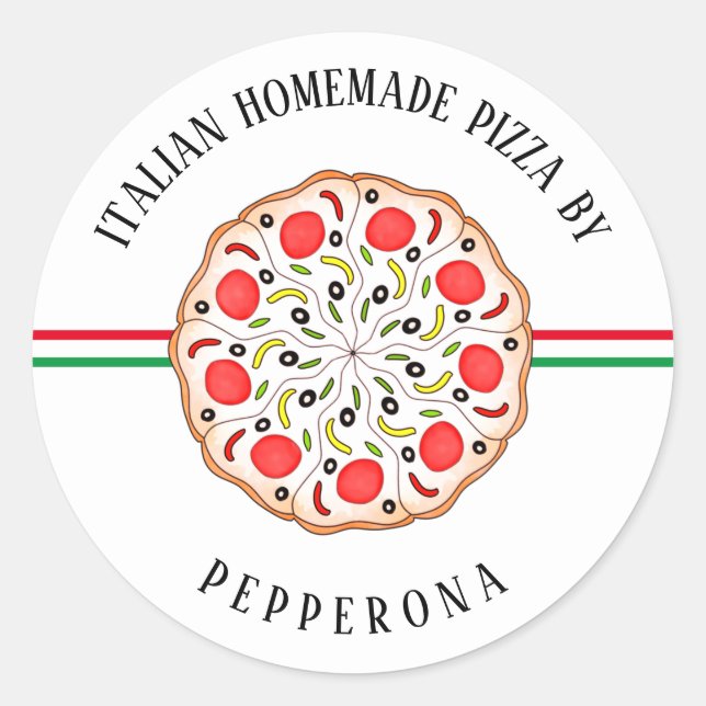 Adesivo Compro de negócios personalizado da pizza italiana (Frente)