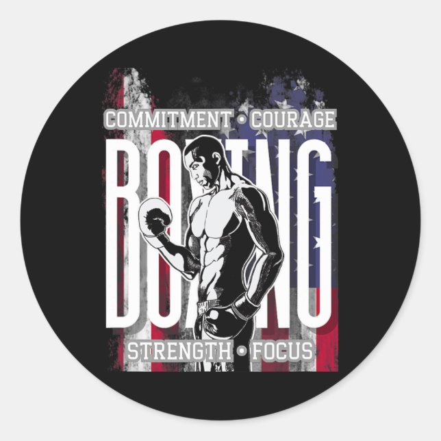 Adesivo Compromisso com o Boxe Coragem Força Foco  (Frente)