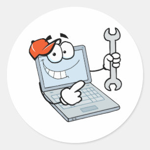 Adesivo computador bobo cartoon de laptop com chave de fen