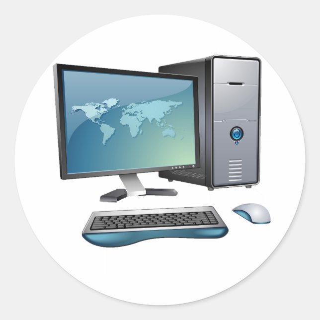 Adesivo Computador desktop com monitor, teclado e mouse (Frente)