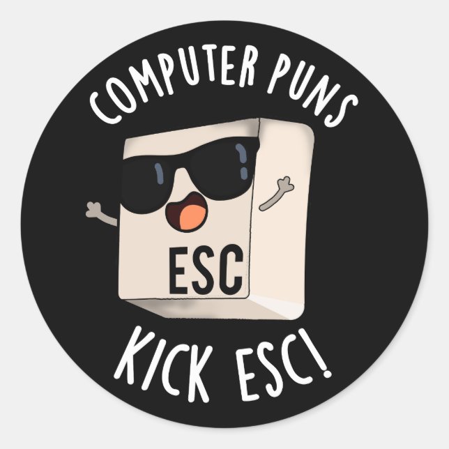 Adesivo Computador Puns Kick Esc Engraçado Teclado Pun Dar (Frente)